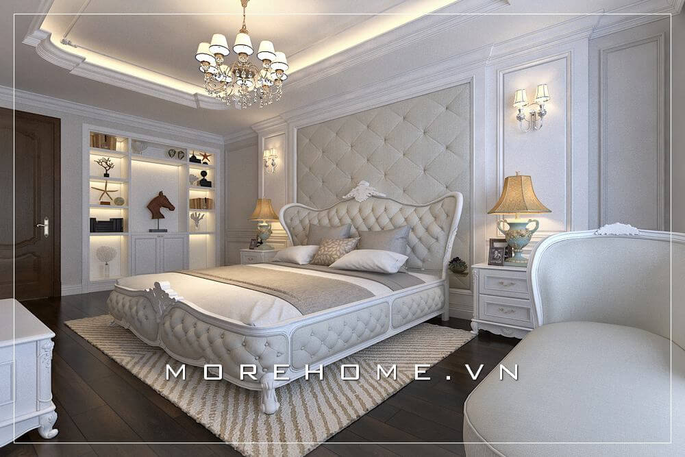 Nội thất phòng ngủ Master phong cách tân cổ điển sang trọng tại căn hộ chung cư cao cấp